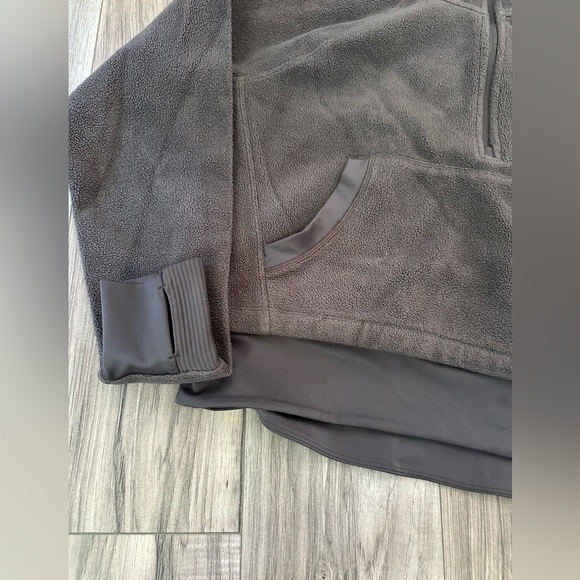 FLX Ascent Active Athletic Pullover Cropped 1/2 Zip Hooded Fleece Gray Size S - Picture 8 of 8
